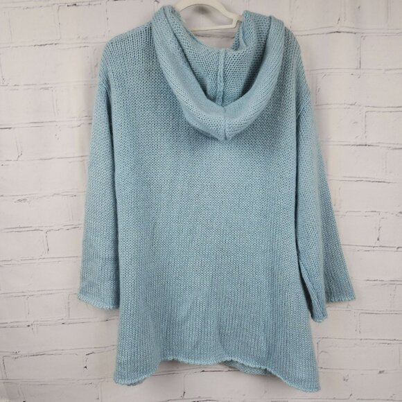 Soft Surroundings Mohair Wool Blend Duster Long Sweater Cardigan Womens L Hooded - Picture 11 of 14